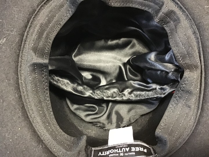 Hat showing secret compartment